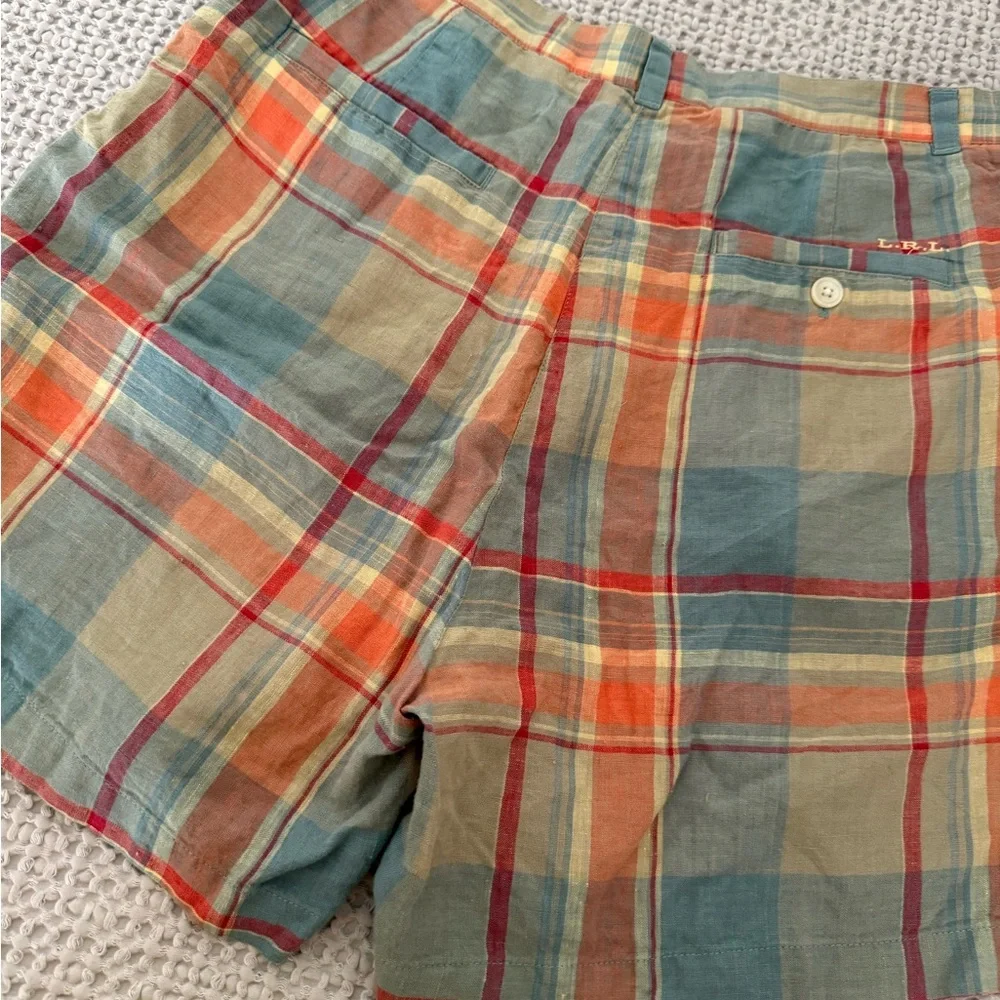 Ralph Lauren Plaid Cotton Shorts in Blue, Orange, Tan Women’s Size 12